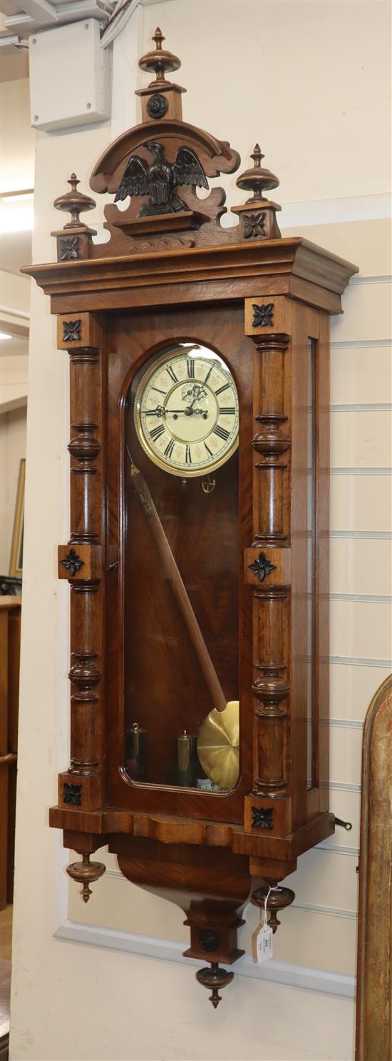 An early 20th century Vienna style regulator wall clock H.approx. 150cm